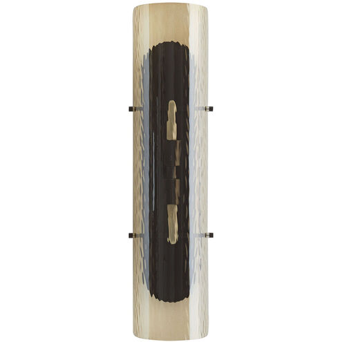 Bend Sconce Wall Light in Rippled Amber Glass