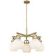 Newton Sphere 5 Light 26 inch Brushed Brass Chandelier Ceiling Light in Matte White Glass