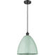 Ballston Plymouth Dome 1 Light 12 inch Matte Black Mini Pendant Ceiling Light in Matte Seafoam