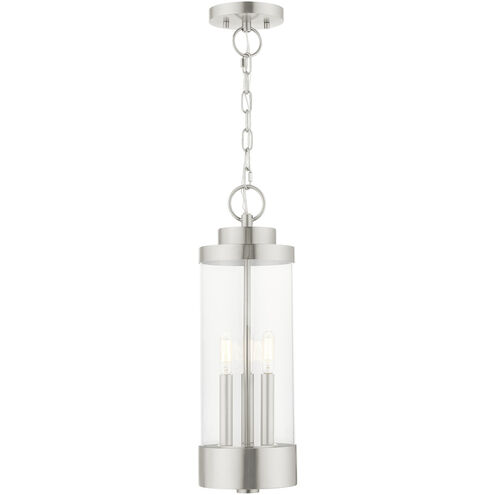 Hillcrest 3 Light 7 inch Brushed Nickel Outdoor Pendant Lantern