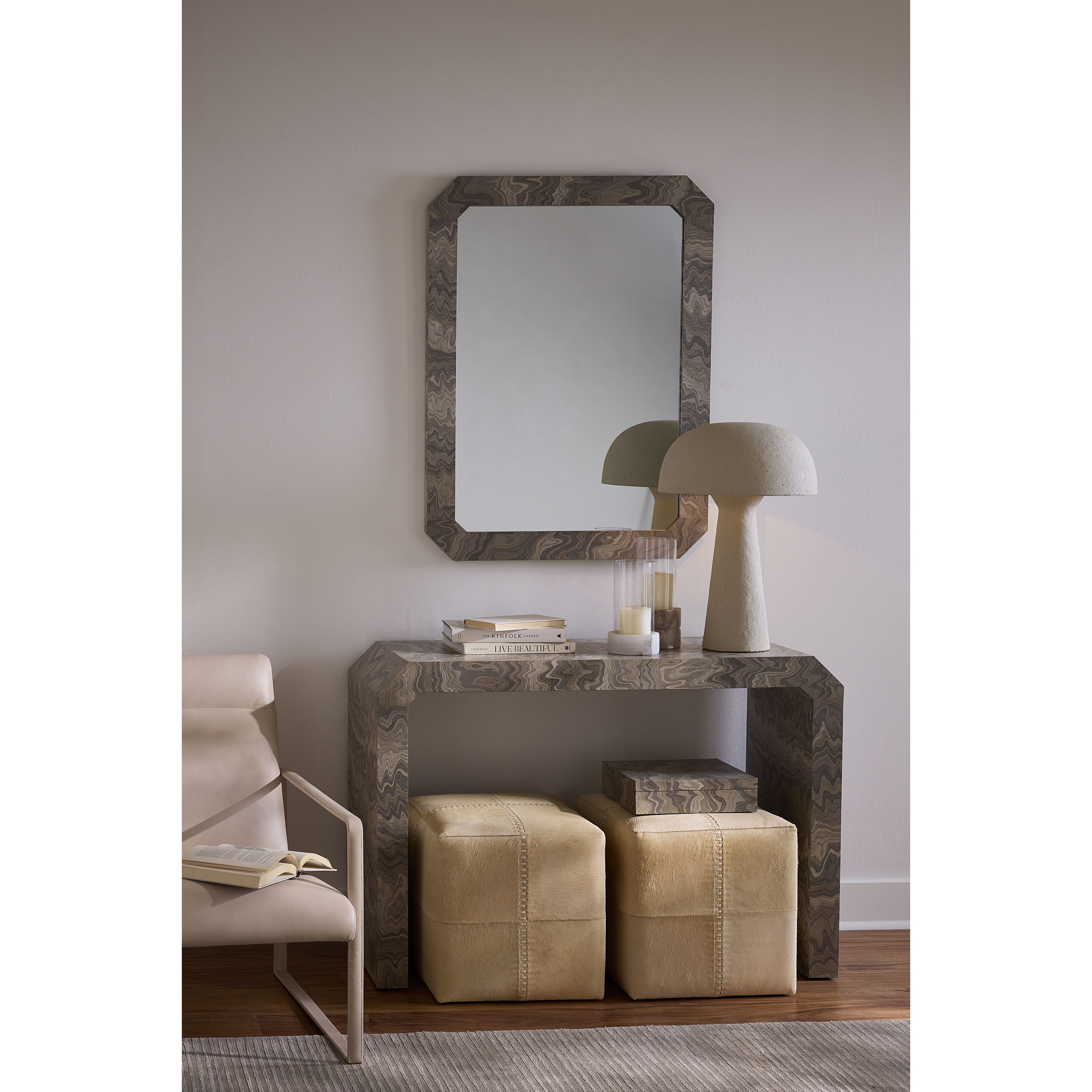 Grounded 46 inch Sand Grey Console Table, Inline