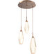 Aalto LED 17.3 inch Burnished Bronze Chandelier Ceiling Light in Optic Rib Amber, 2700K LED, Round Multi-Port