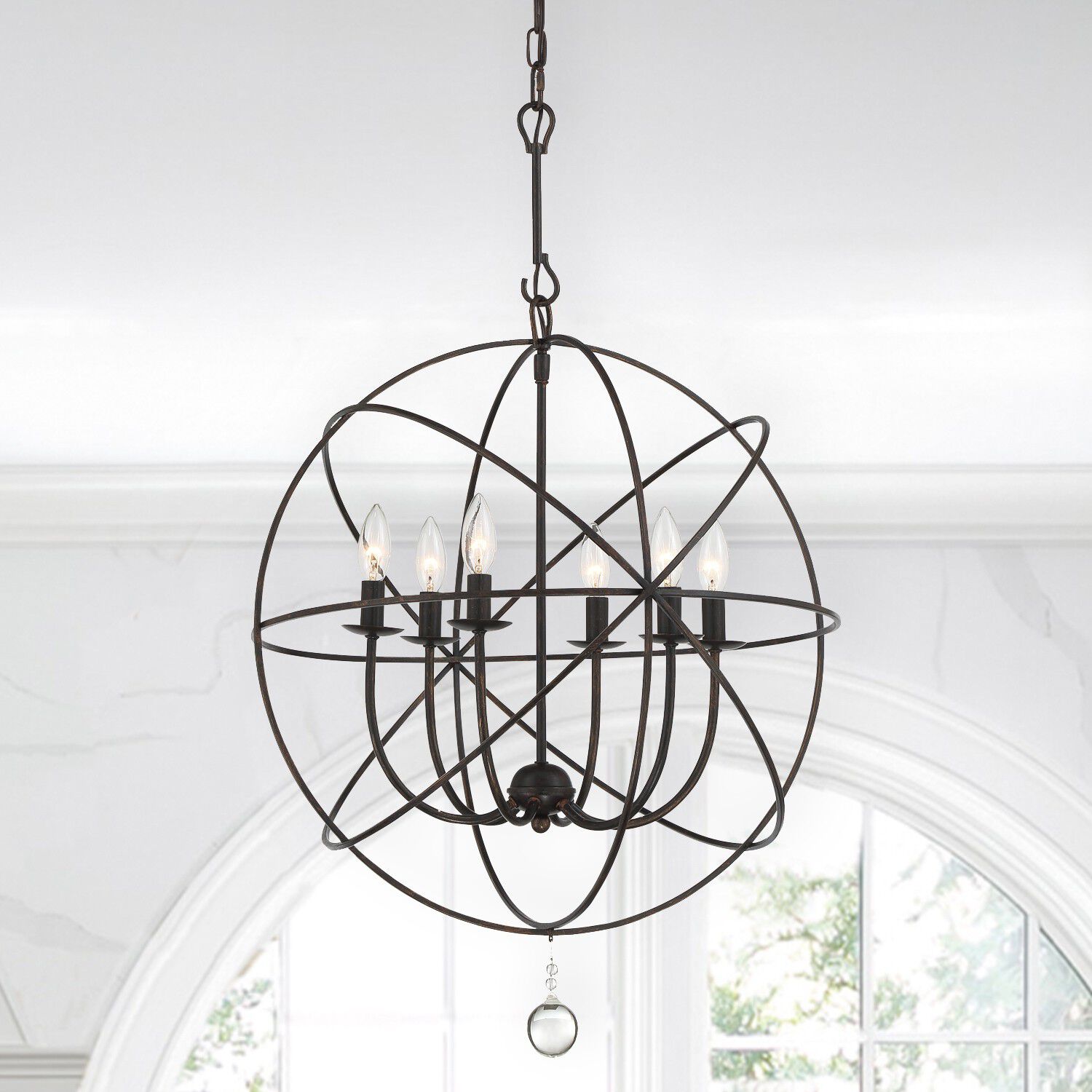 Solaris 6 Light 22.5 inch English Bronze Chandelier Ceiling Light
