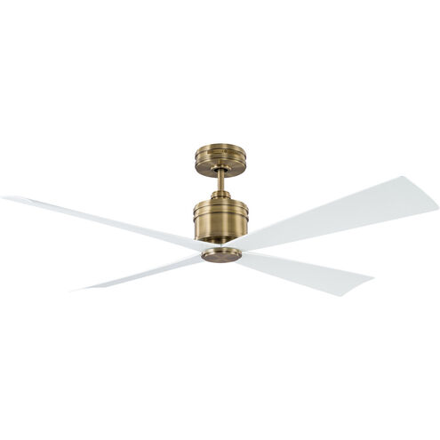 Launceton 56 inch Hand Rubbed Antique Brass with Matte White Blades Ceiling Fan in Hand-Rubbed Antique Brass