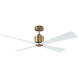 Launceton 56 inch Hand Rubbed Antique Brass with Matte White Blades Ceiling Fan in Hand-Rubbed Antique Brass