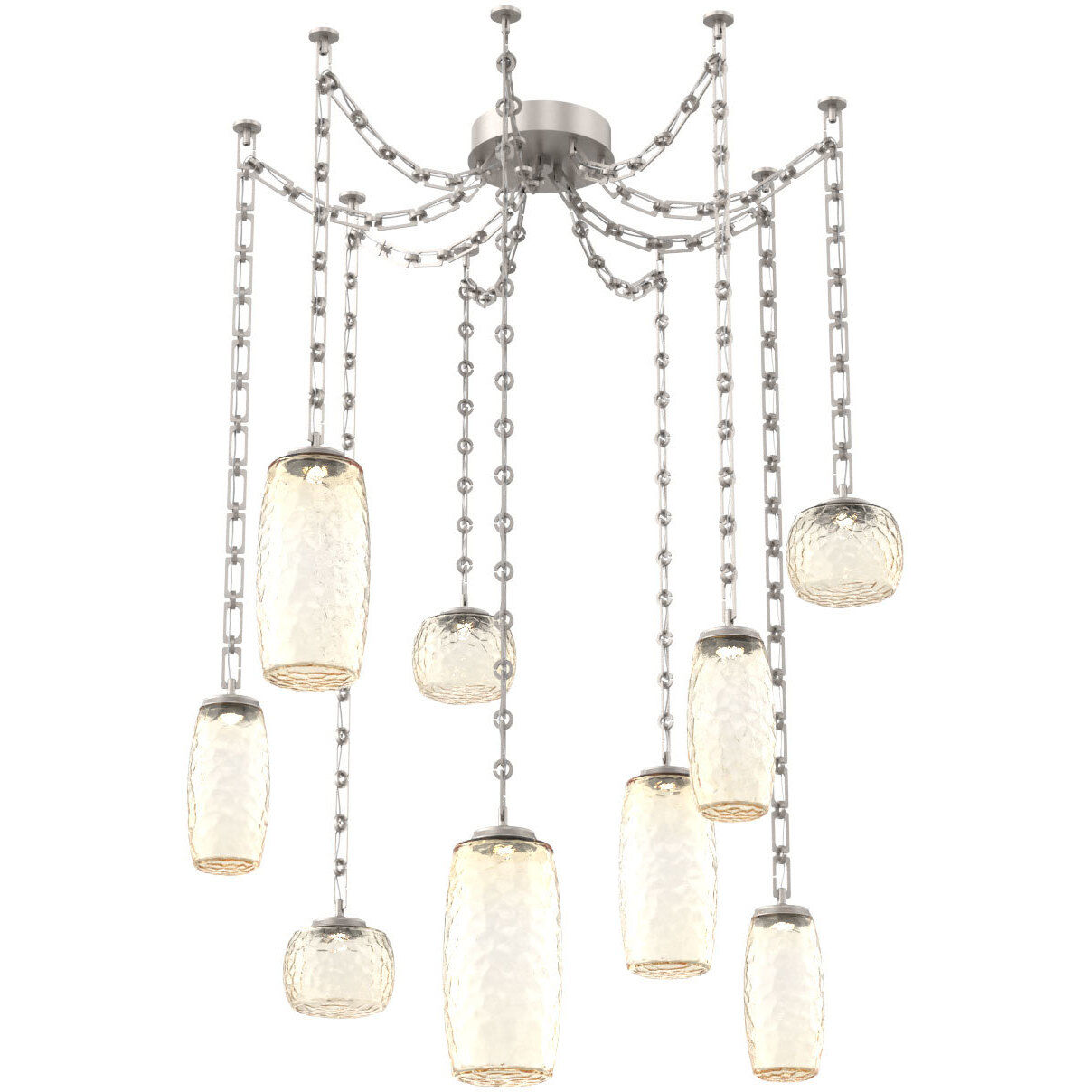 Vessel LED 15.2 inch Beige Silver Swag Multi-Pendant Ceiling Light in 3000K LED, Amber, Rectangular Chain