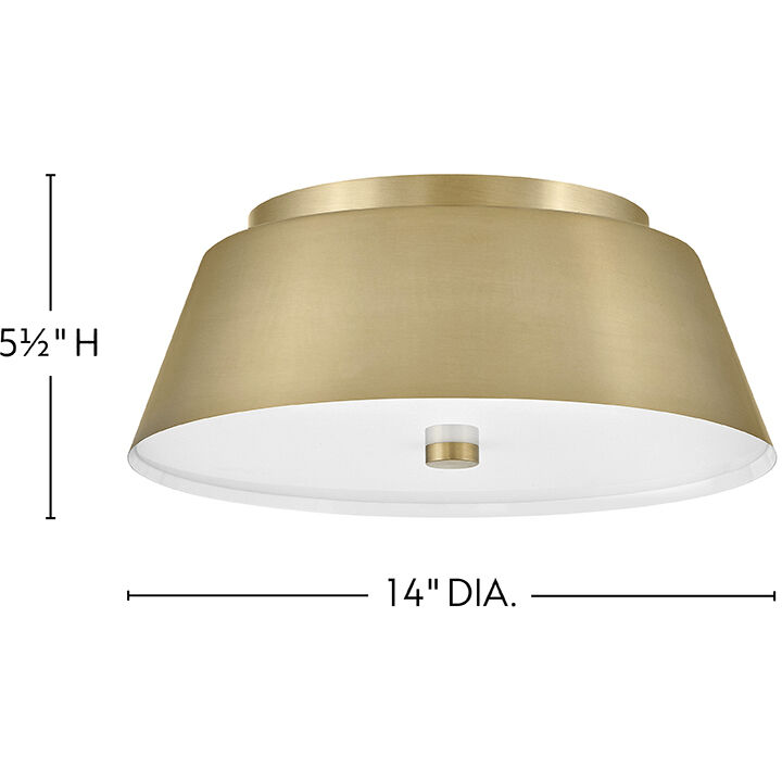 Tess 2 Light 14 inch Lacquered Brass Flush Mount Ceiling Light