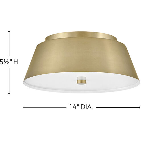 Tess 2 Light 14 inch Lacquered Brass Flush Mount Ceiling Light