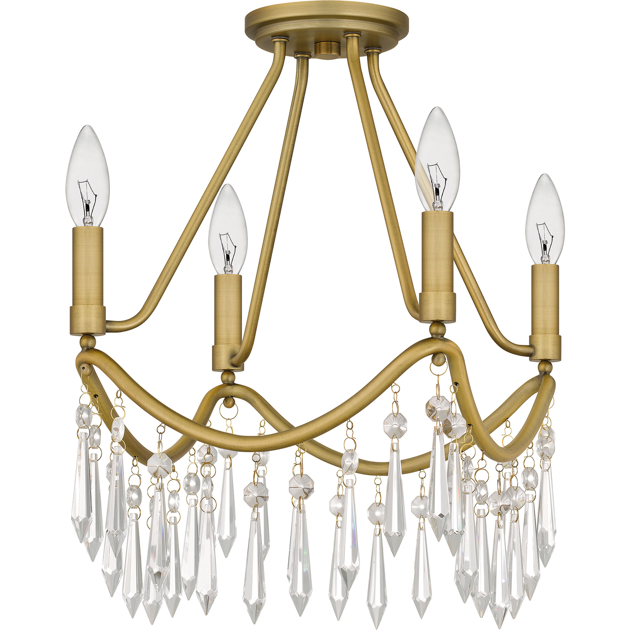 Airedale 4 Light 12 inch Aged Brass Semi-Flush Mount Ceiling Light