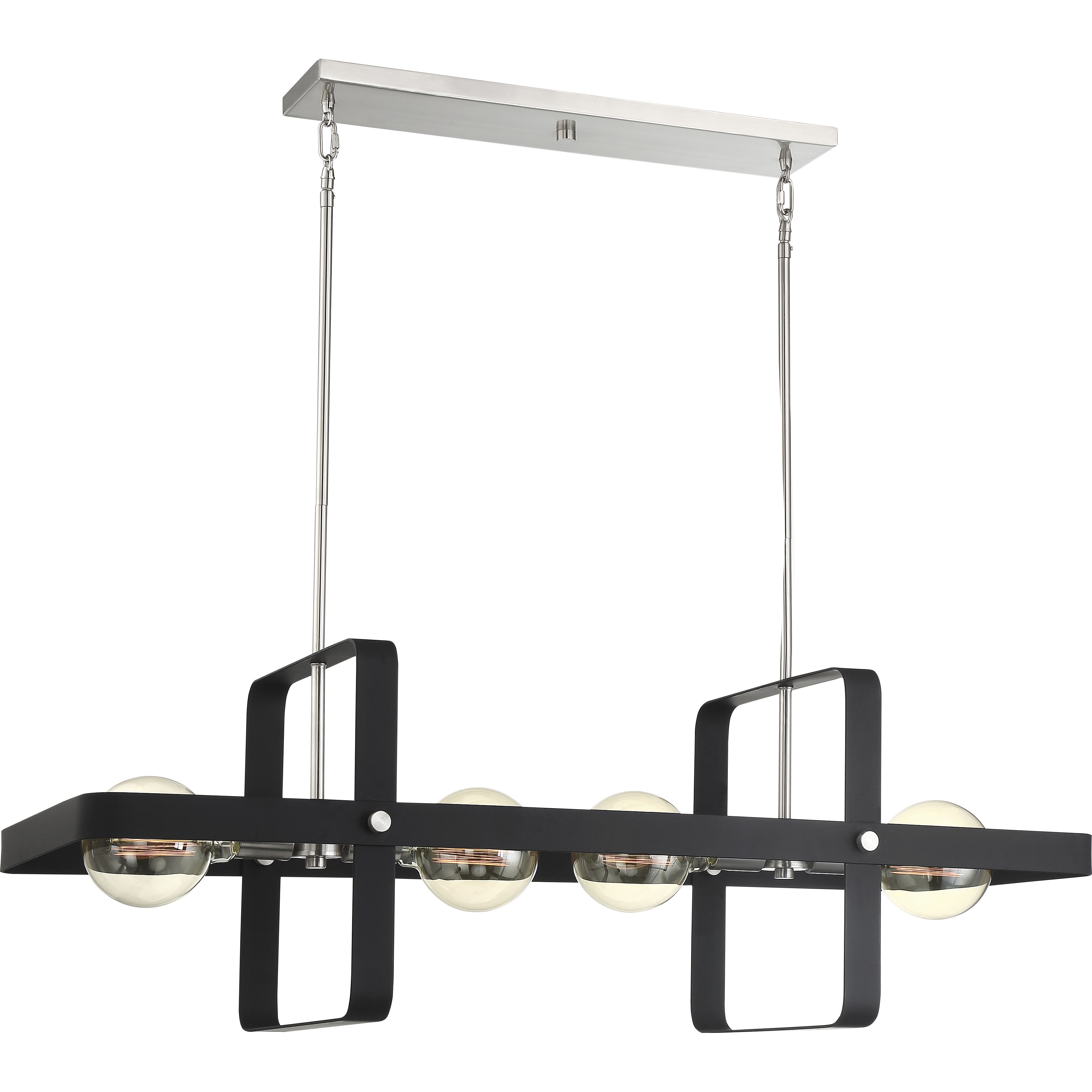 Prana 4 Light 42 inch Matte Black and Brushed Nickel Island Pendant Ceiling Light