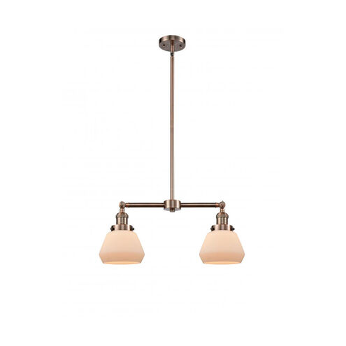 Franklin Restoration Fulton 2 Light 21 inch Antique Copper Chandelier Ceiling Light in Matte White Glass, Franklin Restoration