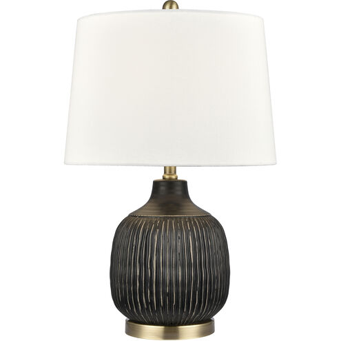Knighton 24 inch 150 watt Antique Black with Antique Brass Table Lamp Portable Light