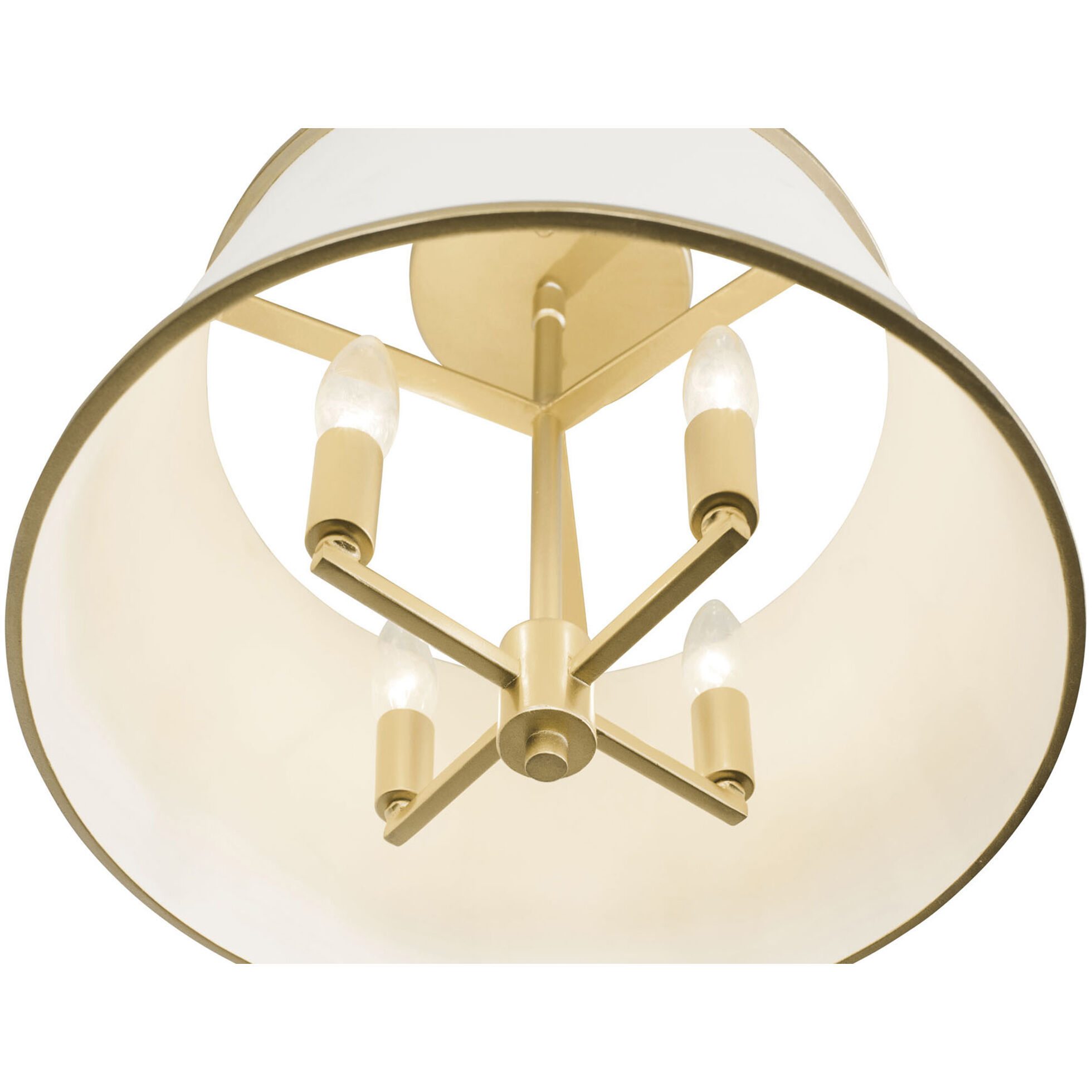 Coco 4 Light 16 inch Matte White/French Gold Semi-Flush Ceiling Light
