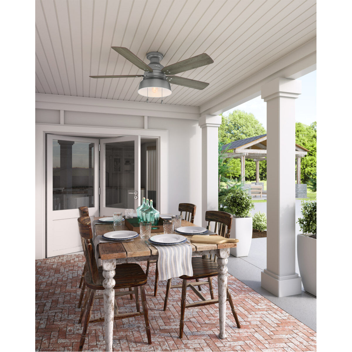Hunter 52 Mill Valley Matte Silver Ceiling Fan with Light