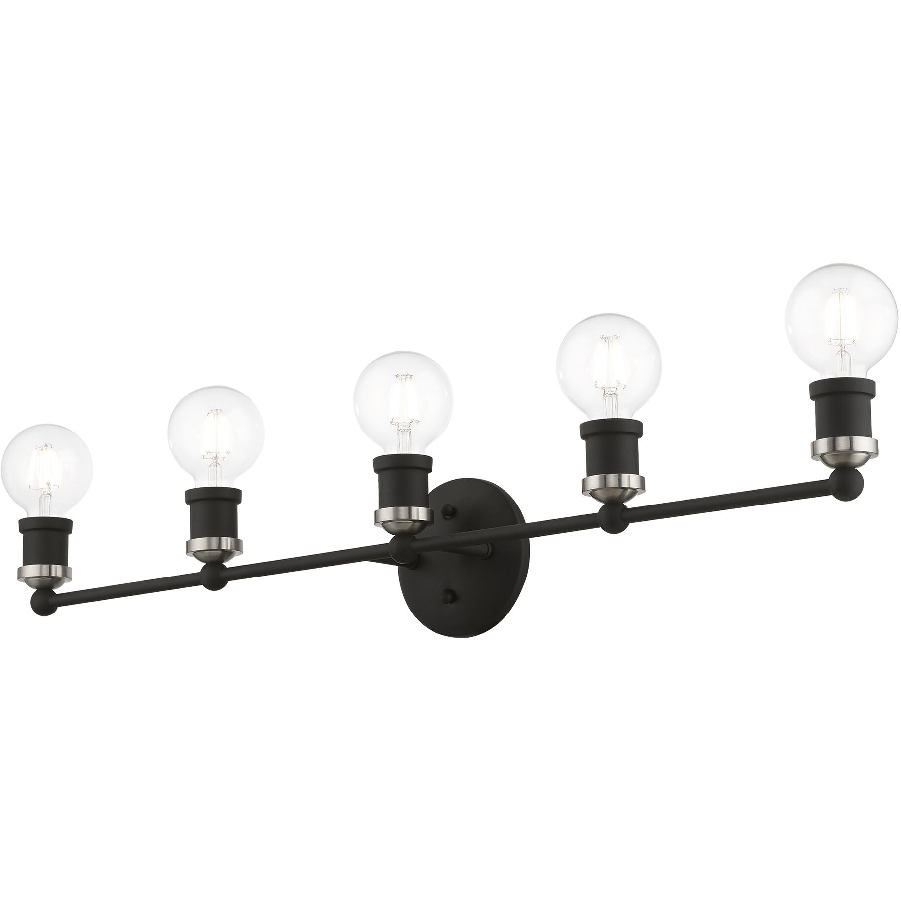 Lansdale 5 Light 34 inch Black with Brushed Nickel Accents Vanity Sconce Wall Light, Large