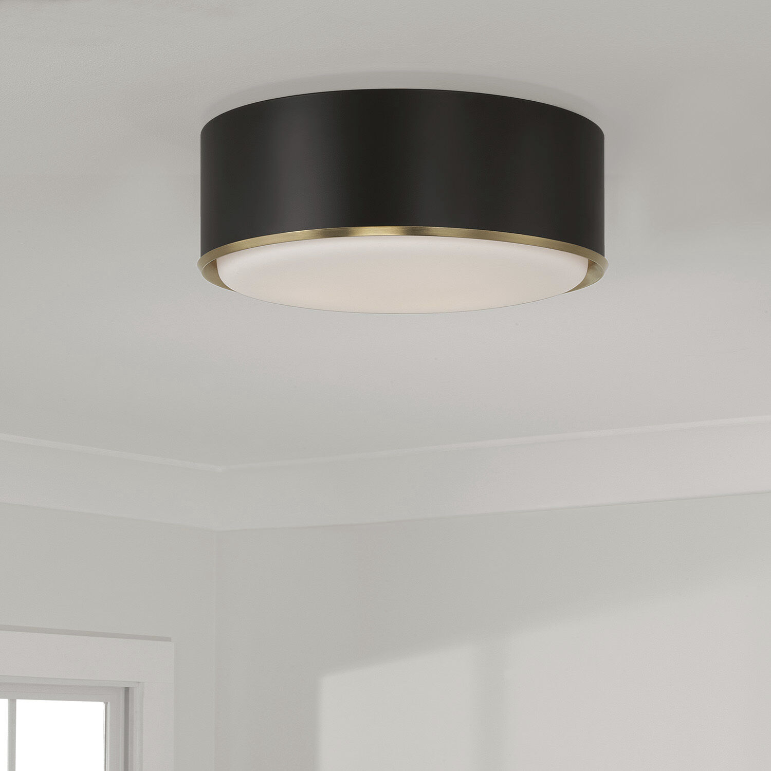 Carlton 3 Light 15.5 inch Matte Brass and Black Flush Mount Ceiling Light