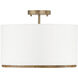 Soleil 3 Light 16.75 inch Matte Brass Semi-Flush Mount Ceiling Light, Convertible Dual Mount