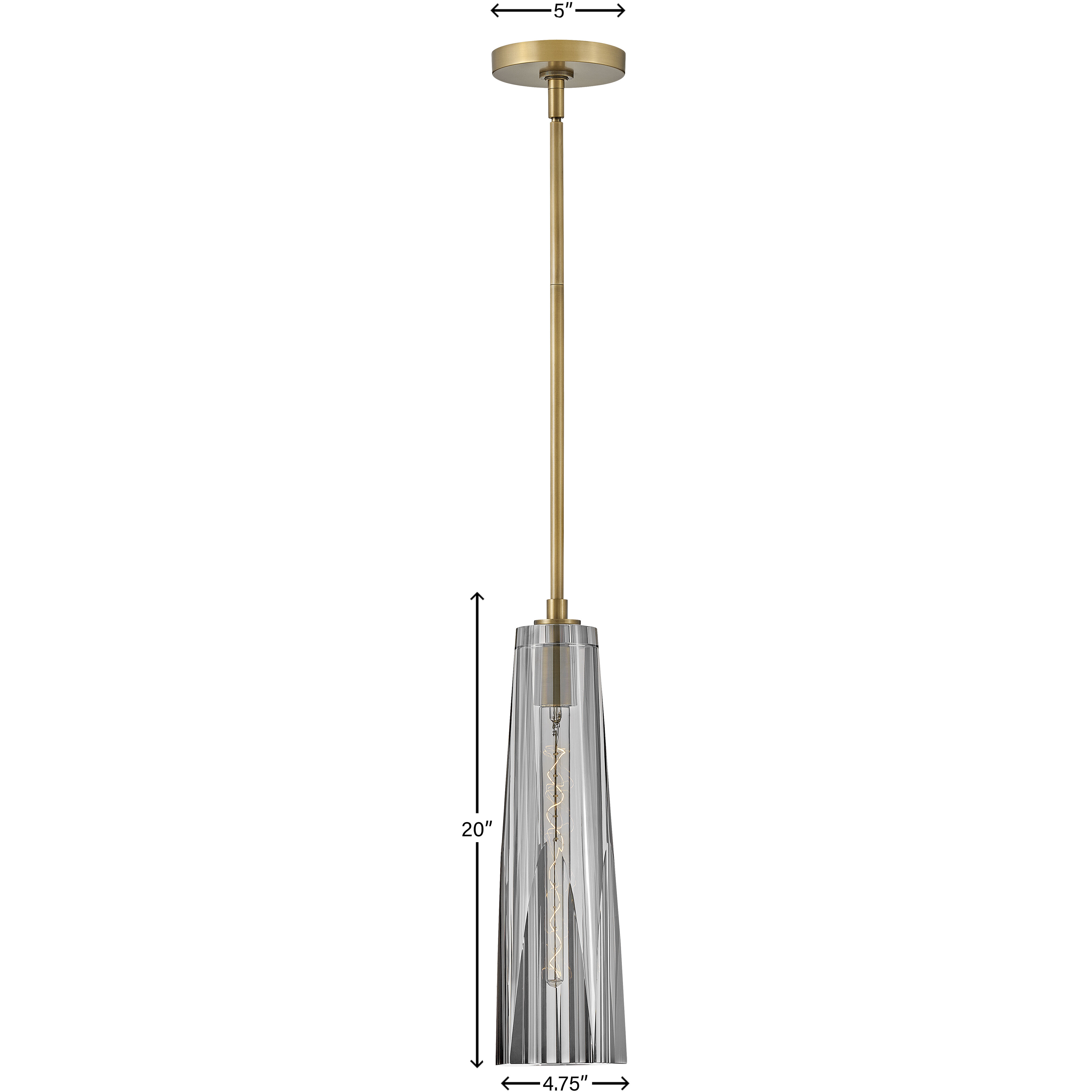 Cosette LED 5 inch Heritage Brass Pendant Ceiling Light in Heritage Brass / Smoke