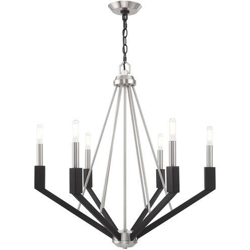 Beckett 6 Light 26 inch Brushed Nickel & Black Chandelier Ceiling Light