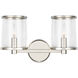 Reynolds 2 Light 14.63 inch Polished Nickel Vanity Light Wall Light