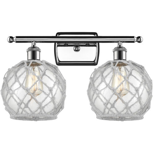 Ballston Farmhouse Rope LED 16 inch Polished Chrome Bath Vanity Light Wall Light in Clear Glass with White Rope, Ballston