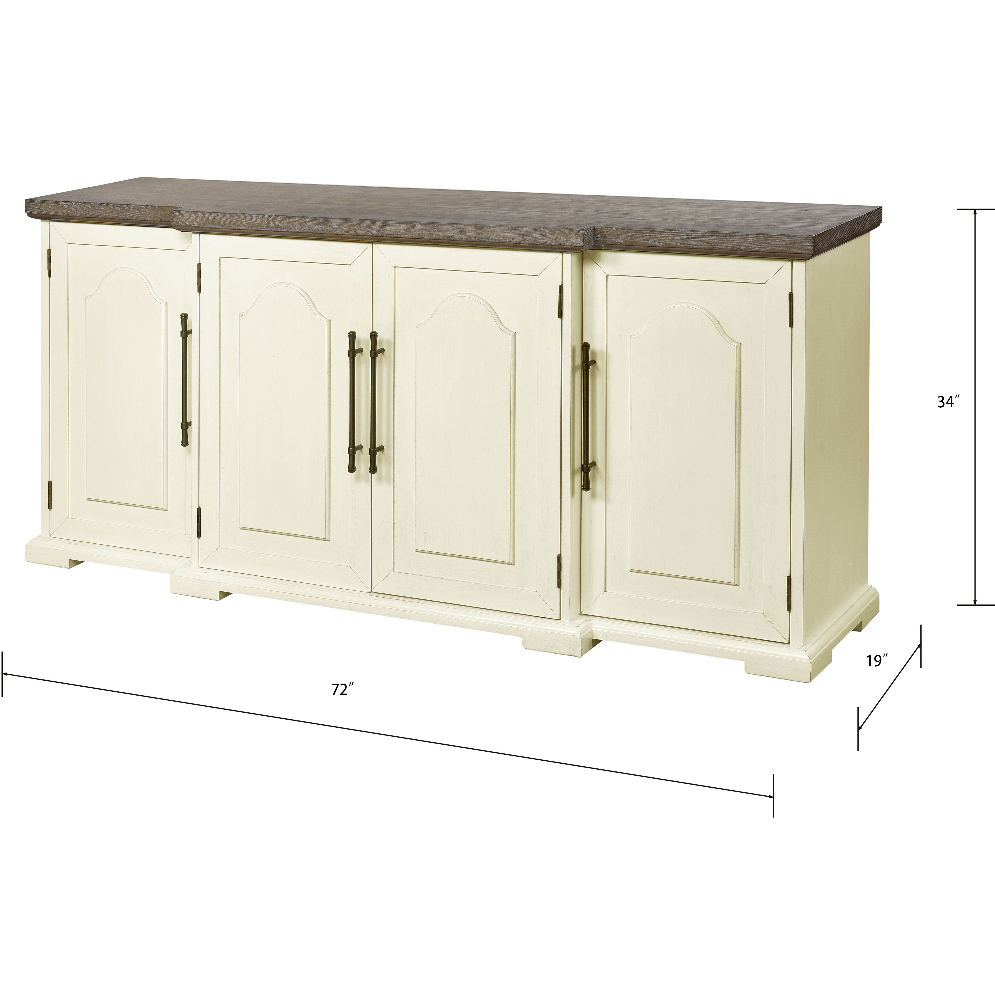 Locksmith Cream with Brown Credenza, 4 Door