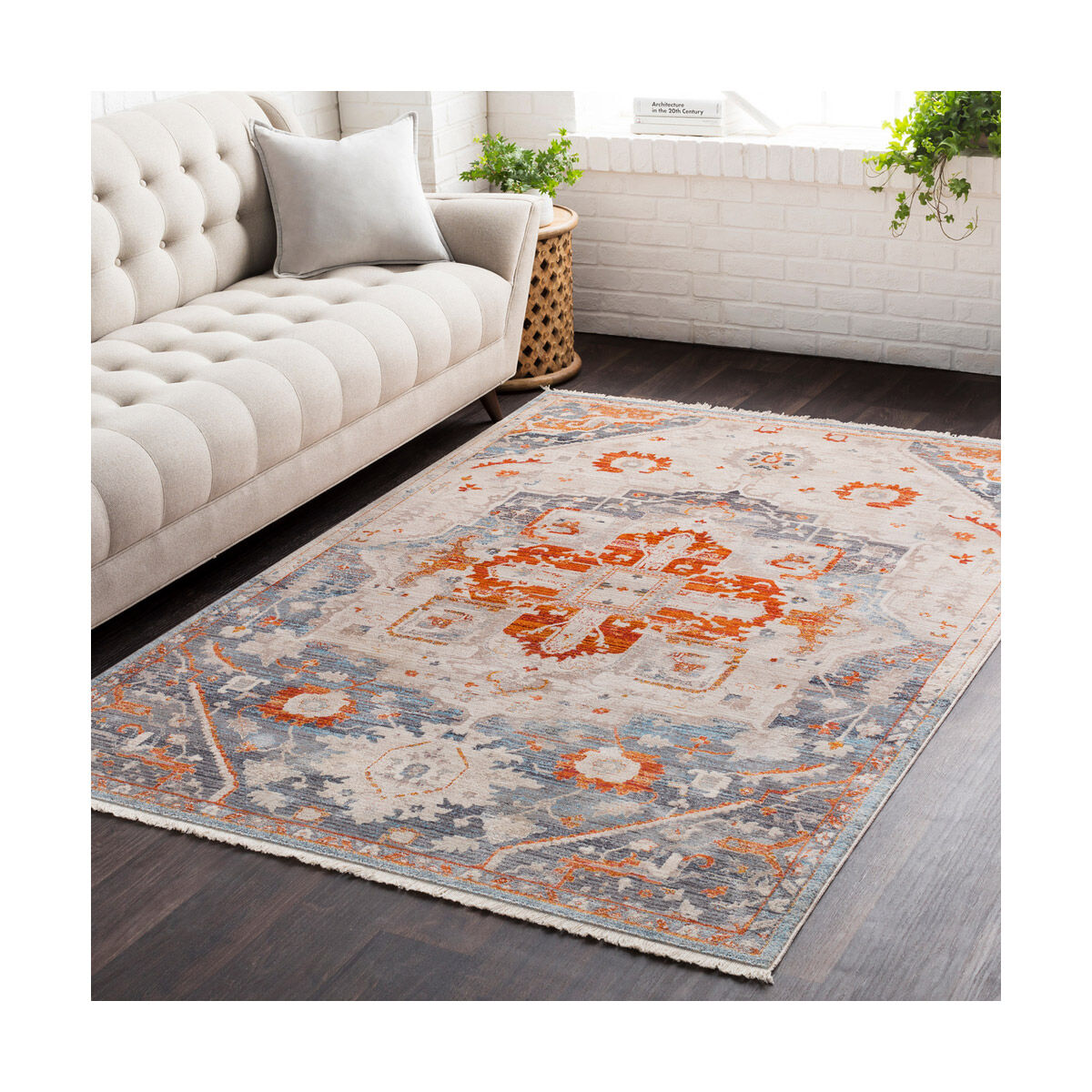 Preston 67 X 47 inch Burnt Orange/Bright Red/Aqua/Rose/Saffron/Cream Rugs, Rectangle