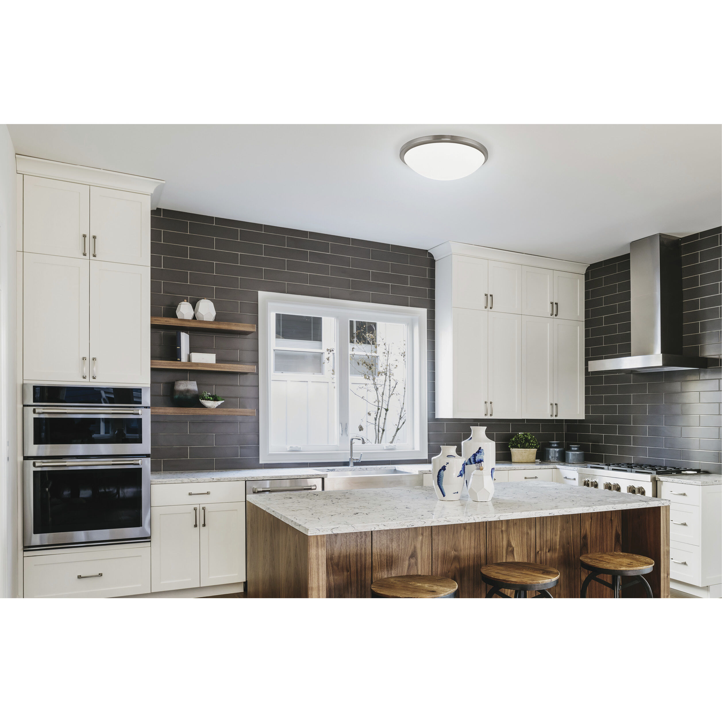 Button LED 13 inch Brushed Nickel Flush Mount Ceiling Light