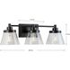 Hinton 3 Light 25 inch Matte Black Bath Vanity Wall Light