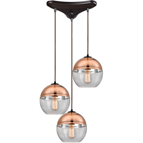 Kingsbury 3 Light 17 inch Oil Rubbed Bronze Multi-Pendant Ceiling Light, Triangular