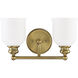 Melrose 2 Light 14.5 inch Warm Brass Bathroom Vanity Light Wall Light, Essentials