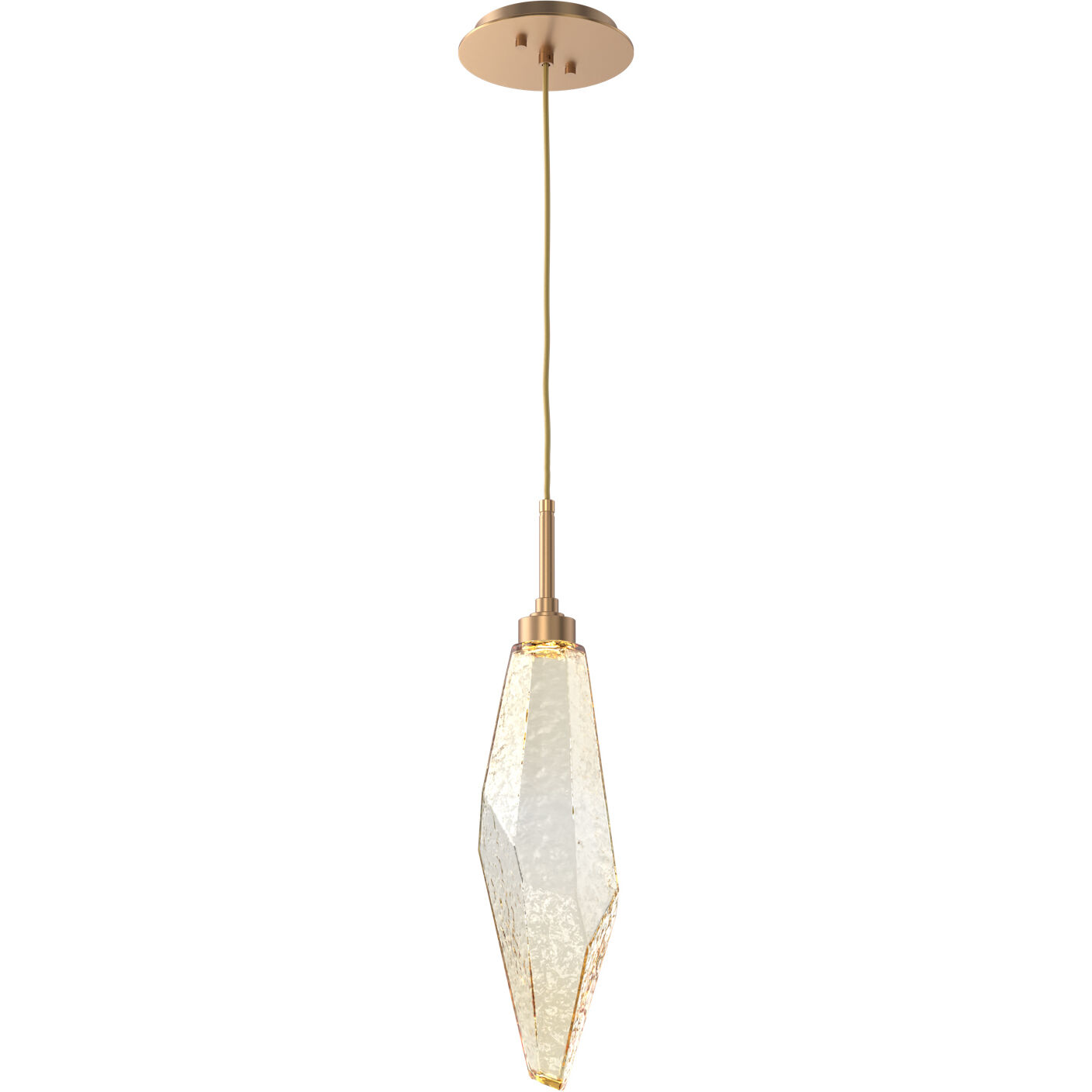 Rock Crystal LED 4.7 inch Novel Brass Pendant Ceiling Light in Chilled Amber, 2700K LED