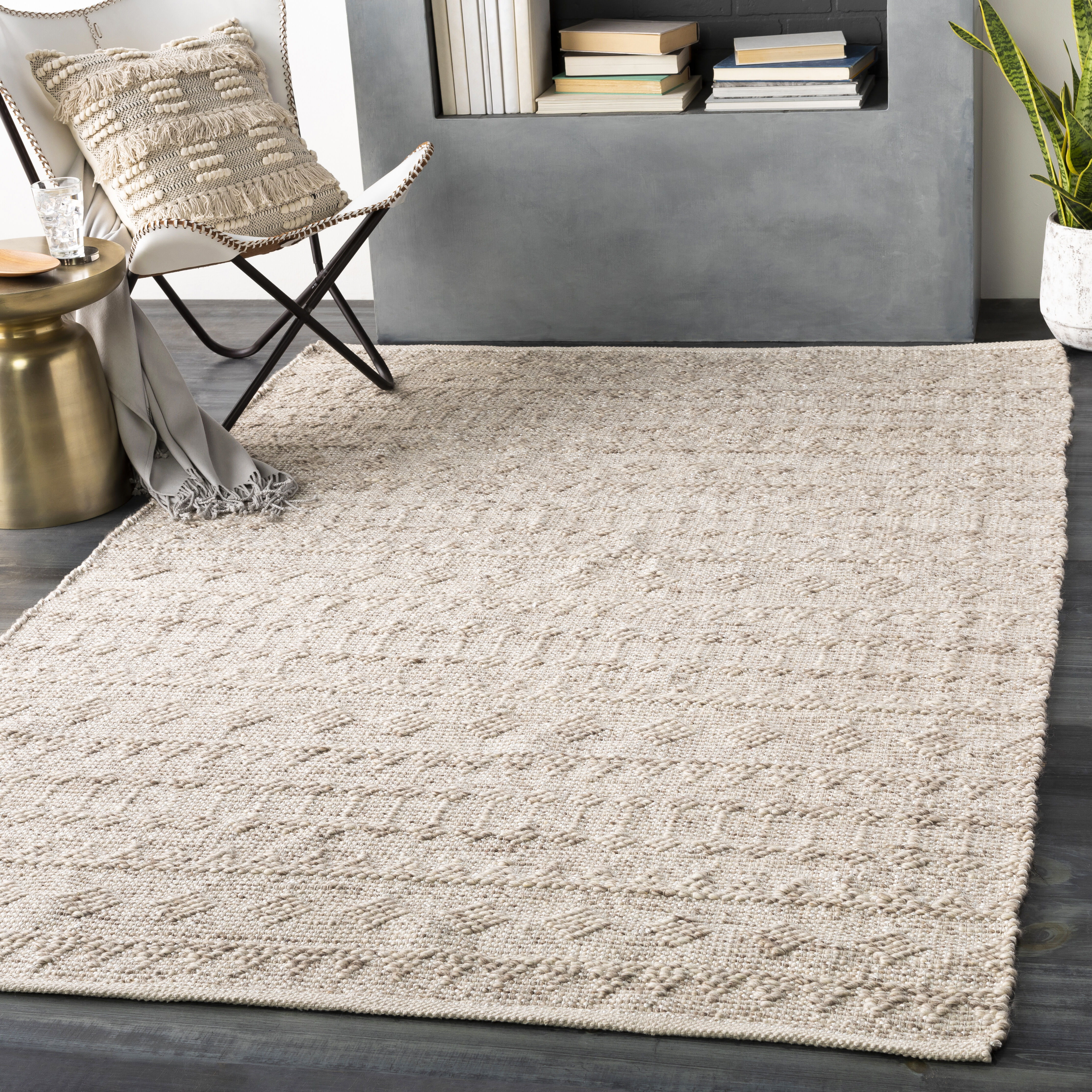 Ingrid 90 X 60 inch Metallic Silver Rug in 5 x 8, Rectangle