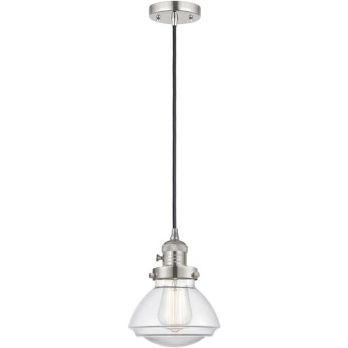 Franklin Restoration Olean 1 Light 6.75 inch Polished Nickel Mini Pendant Ceiling Light in Incandescent, Clear