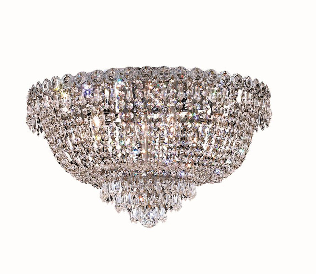 Century 9 Light 20 inch Chrome Flush Mount Ceiling Light in Royal Cut