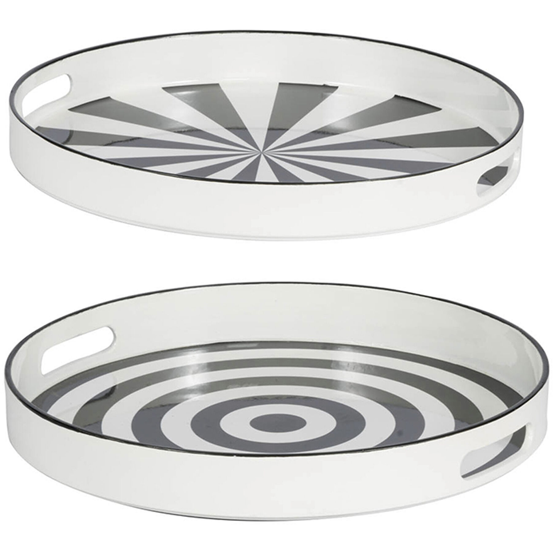 Quinn Black and White Tray, Set of 2