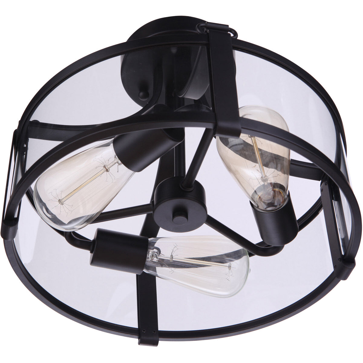 Elliot 3 Light 13 inch Flat Black Semi Flush Ceiling Light