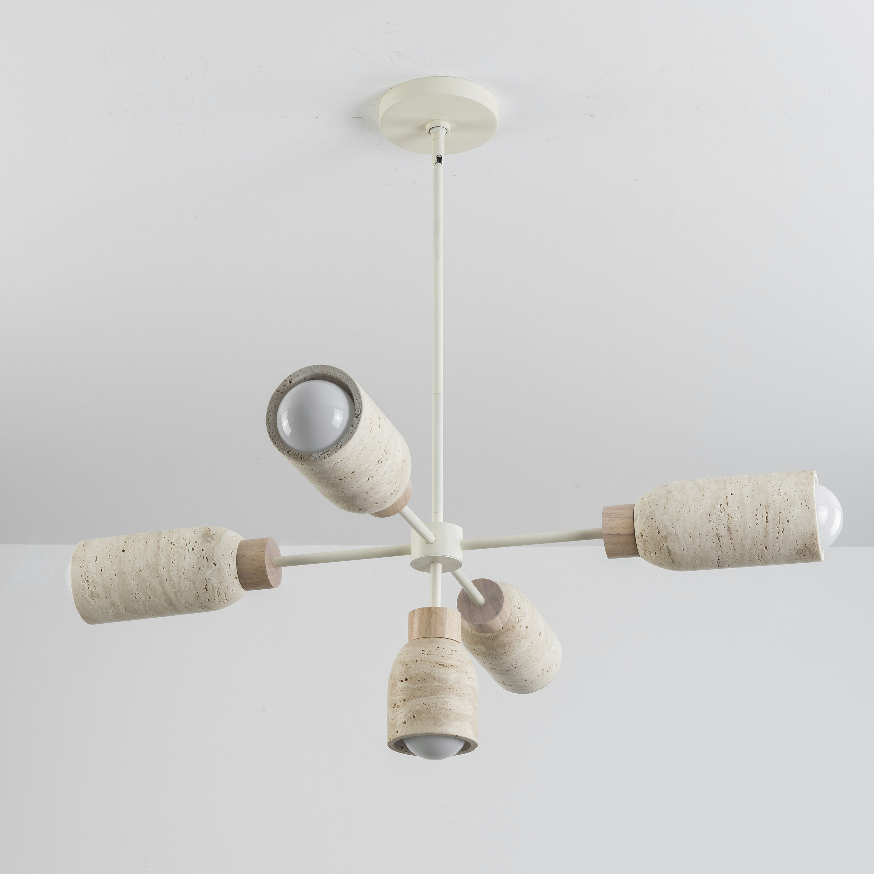 Pompeii 5 Light 36.5 inch Travertine and Oyster Chandelier Ceiling Light