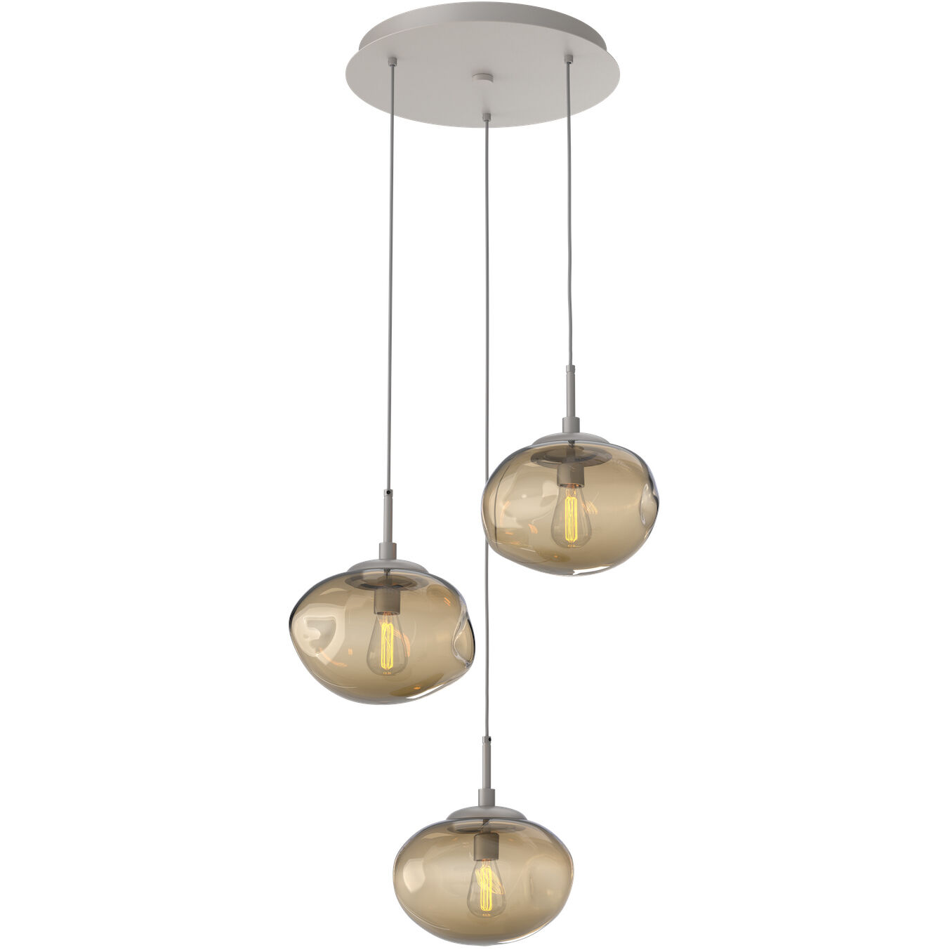 Nova Incandescent 3 Light Beige Silver Chandelier Ceiling Light, Round Multi-Port