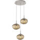 Nova Incandescent 3 Light Beige Silver Chandelier Ceiling Light, Round Multi-Port
