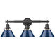 Orwell 3 Light 27 inch Matte Black Bath Vanity Wall Light in Navy