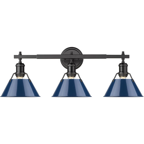 Orwell 3 Light 27 inch Matte Black Bath Vanity Wall Light in Navy