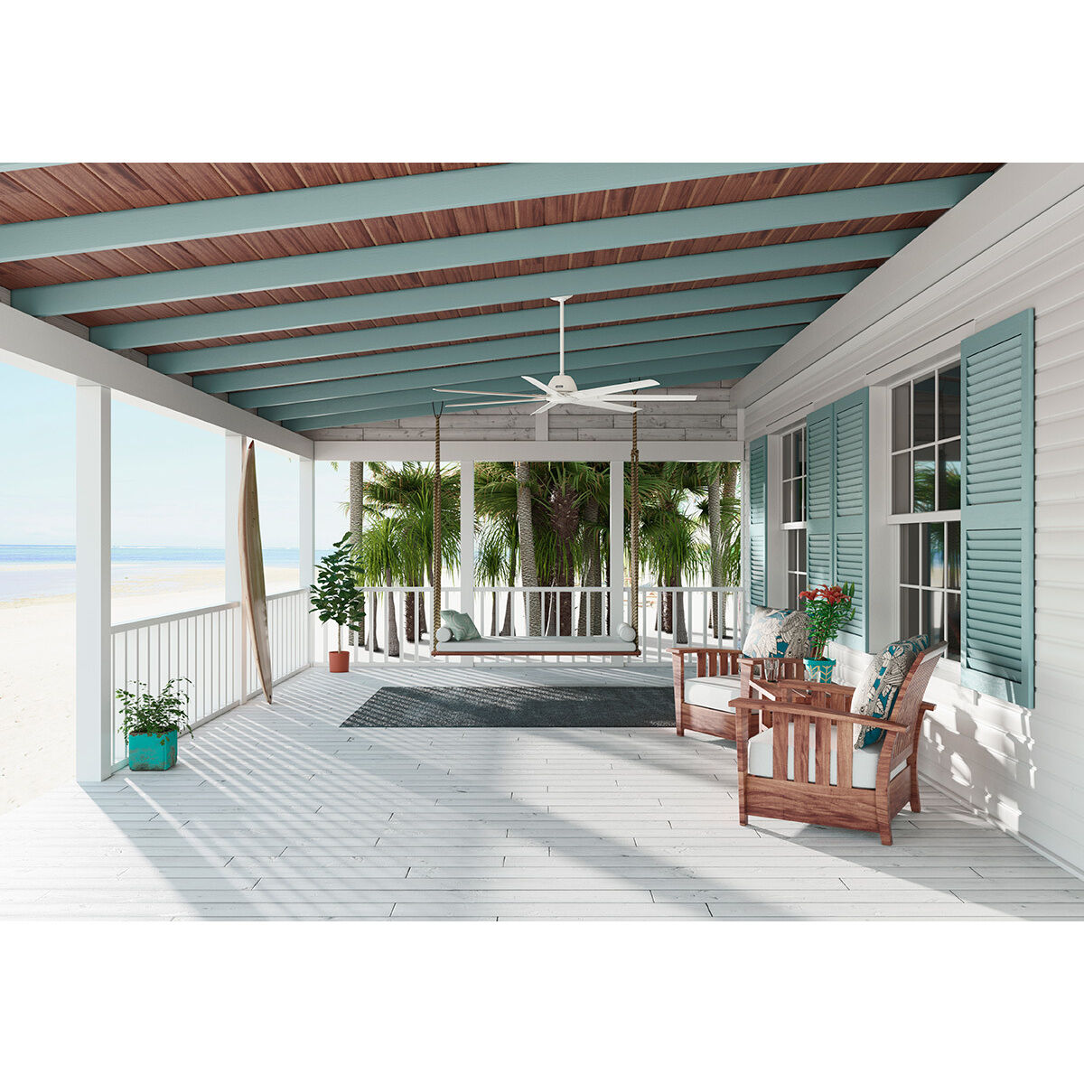Downtown 72 inch Matte White Outdoor Ceiling Fan