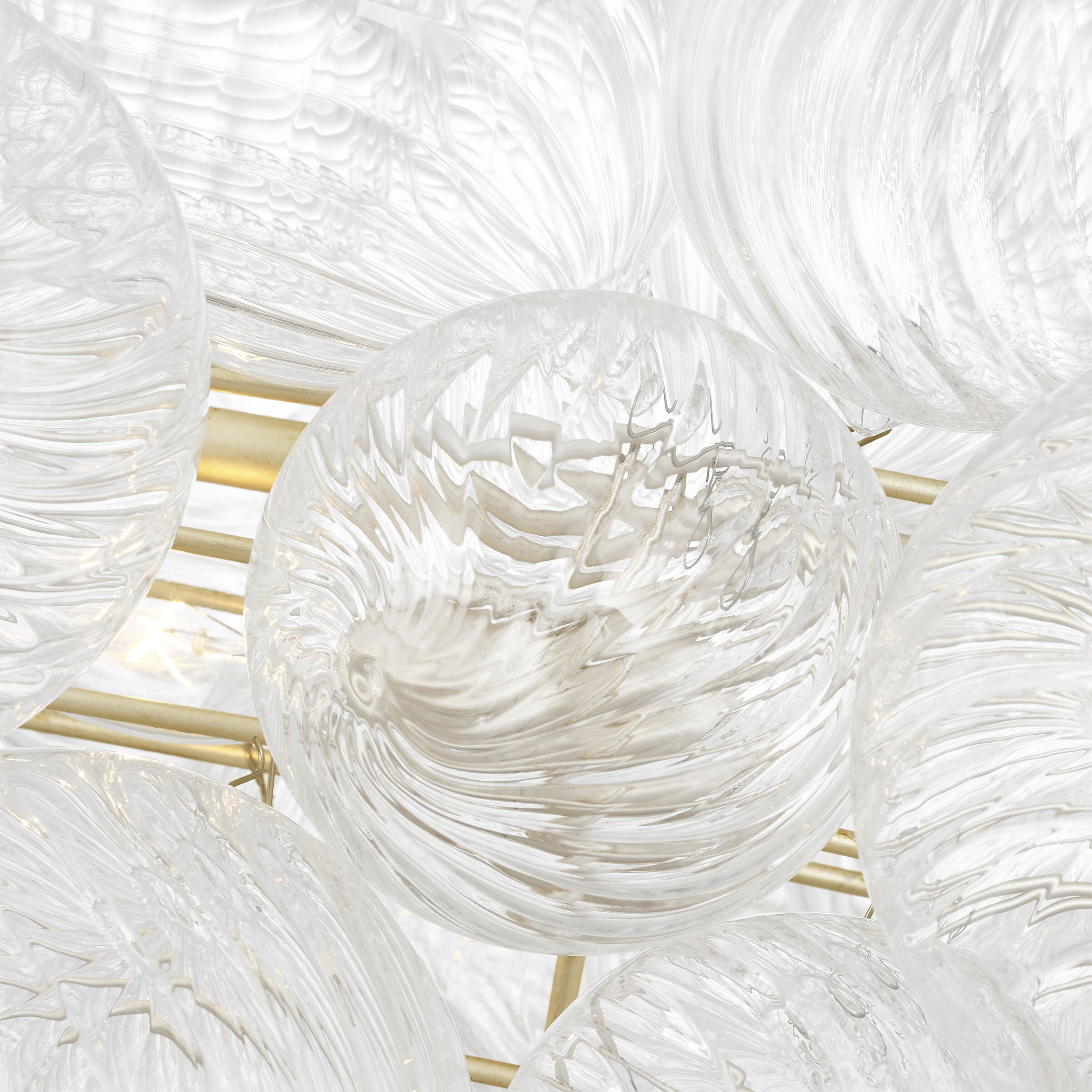 Julie Neill Talia LED 53.5 inch Burnished Silver Leaf and Clear Swirled Glass Ring Chandelier Ceiling Light