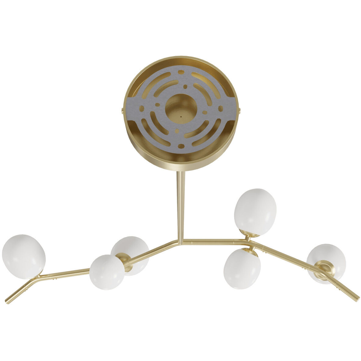 Hampton LED 10 inch Brushed Brass Chandelier Ceiling Light in White Glass