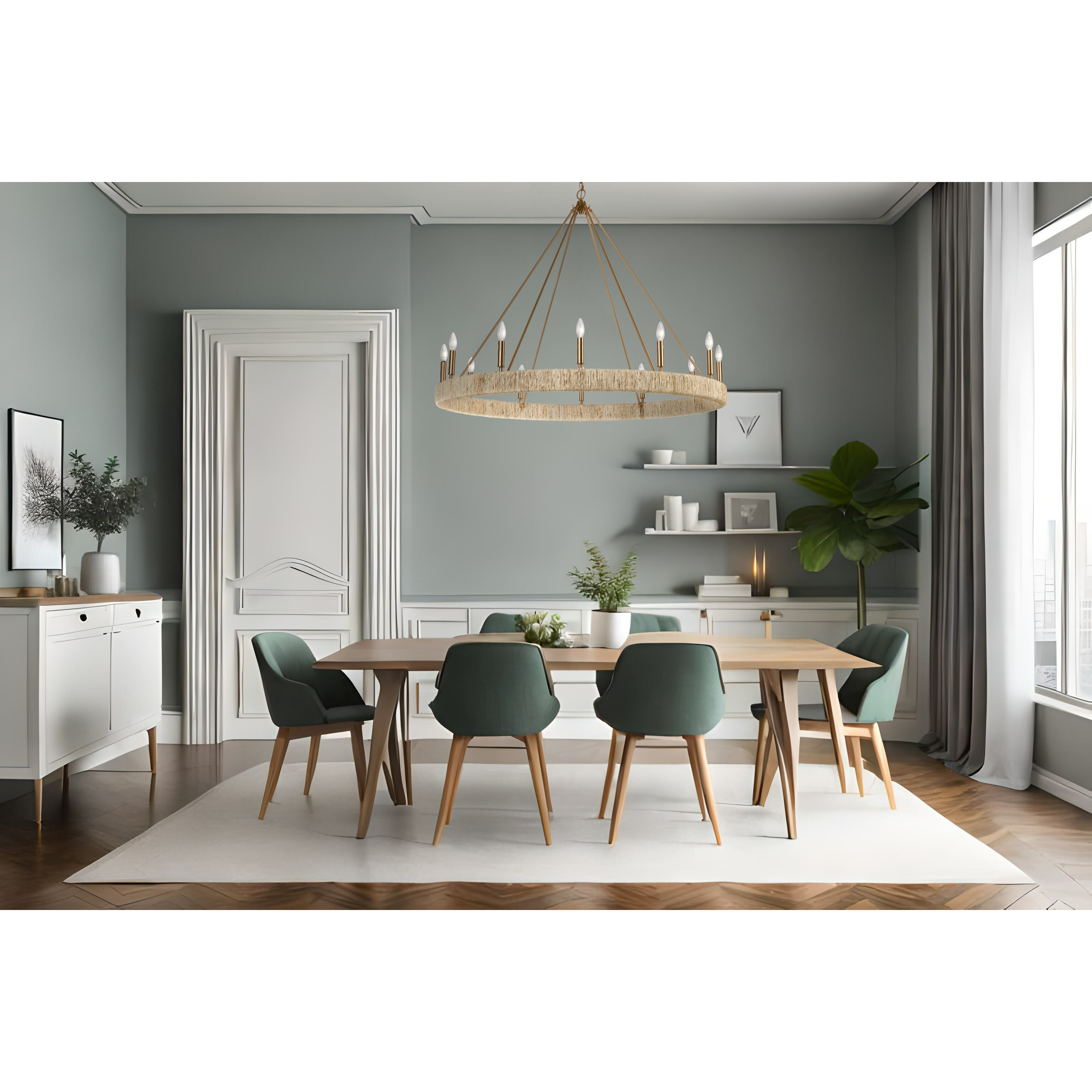 Abaca 12 Light 48 inch Satin Brass Chandelier Ceiling Light