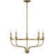 Transitional 5 Light 26.63 inch Natural Brass Chandelier Ceiling Light