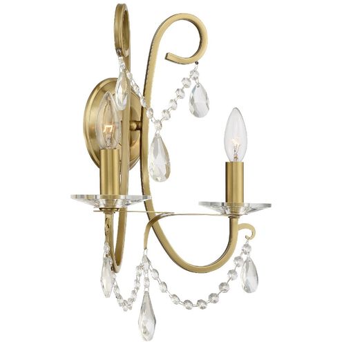 Othello 2 Light 14 inch Vibrant Gold Sconce Wall Light in Clear Swarovski Strass