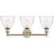 Bristol Glass 3 Light 25.5 inch Antique Brass Bath Vanity Light Wall Light in Clear