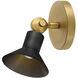 Dom 7 inch 9.00 watt Heritage Brass with Black Adjustable Sconce Wall Light, Small
